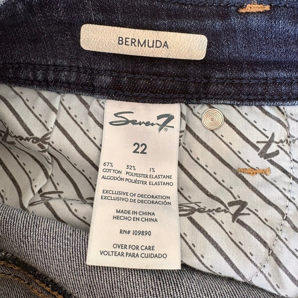 Seven7 Bermuda Denim Shorts Dark Wash Raw Hem Plus Size 22 1141319 - Picture 9 of 13